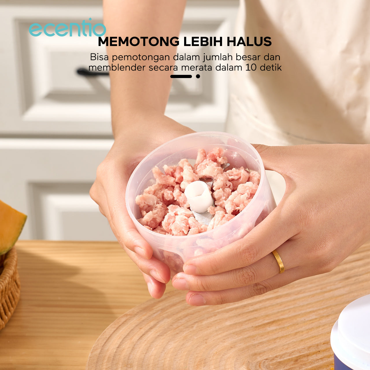 ecentio Mini Chopper Blender 6 pisau 250ml Portable Penggiling Bumbu Dapur Portable Penumbuk bawang biru gelap
