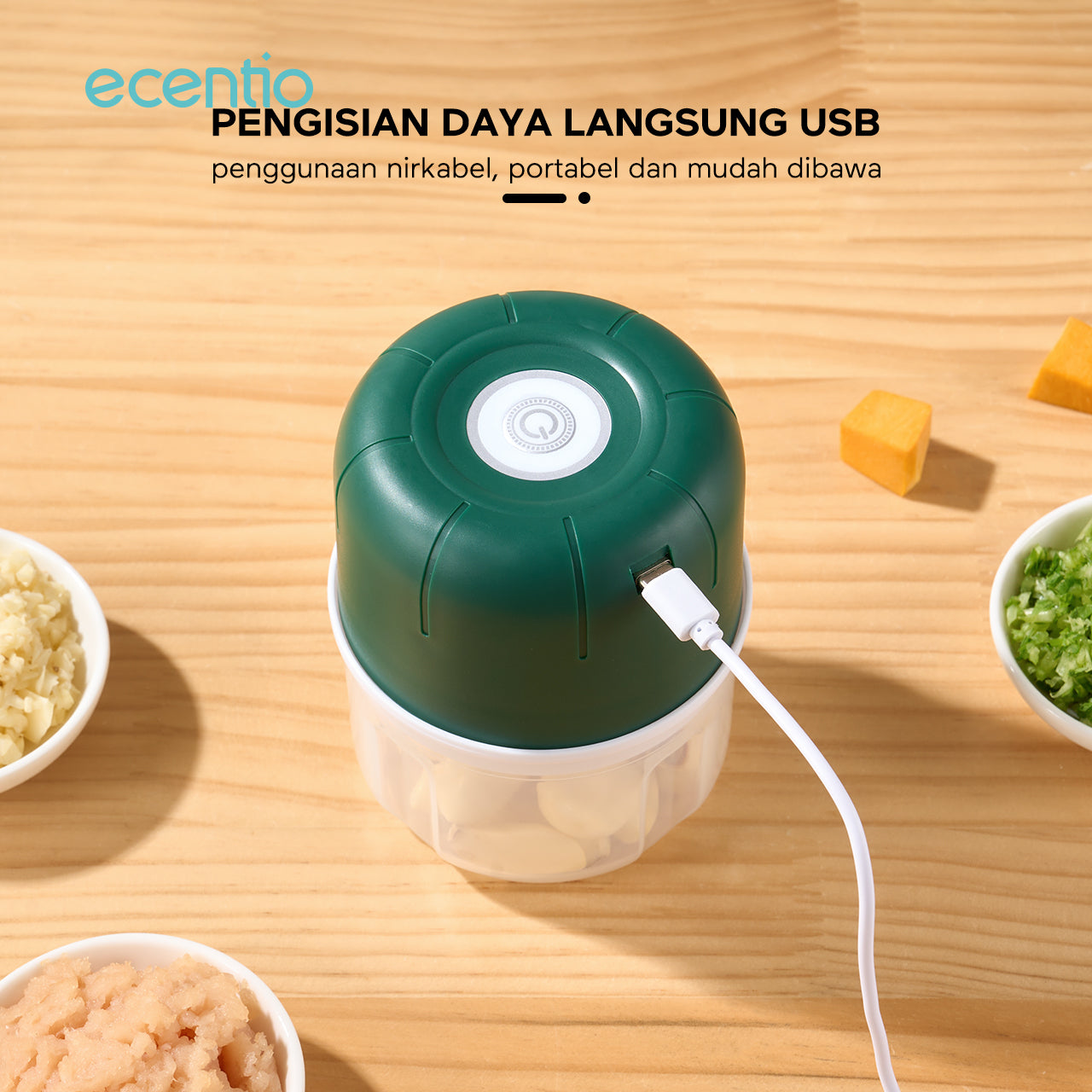 【Ready stock】ecentio Mini Chopper 6 pisau 250ml kapsul coper Mixer blender bumbu portable