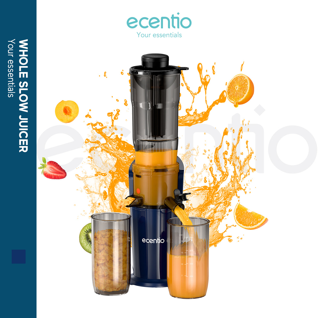 ecentio slow juicer portable tanpa ampas bear 550ML+600ML 150W blender fruit juice machine