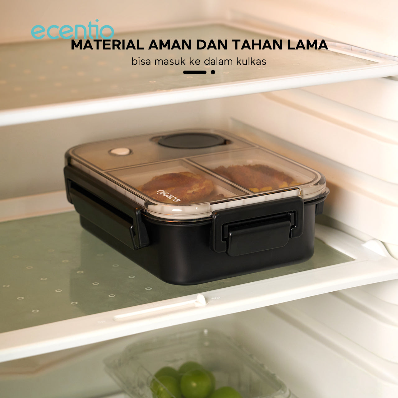 【2.0 anti tumpah】ecentio tempat makan 3 sekat 800ml free sendok kotak sauce BPA free lunch box