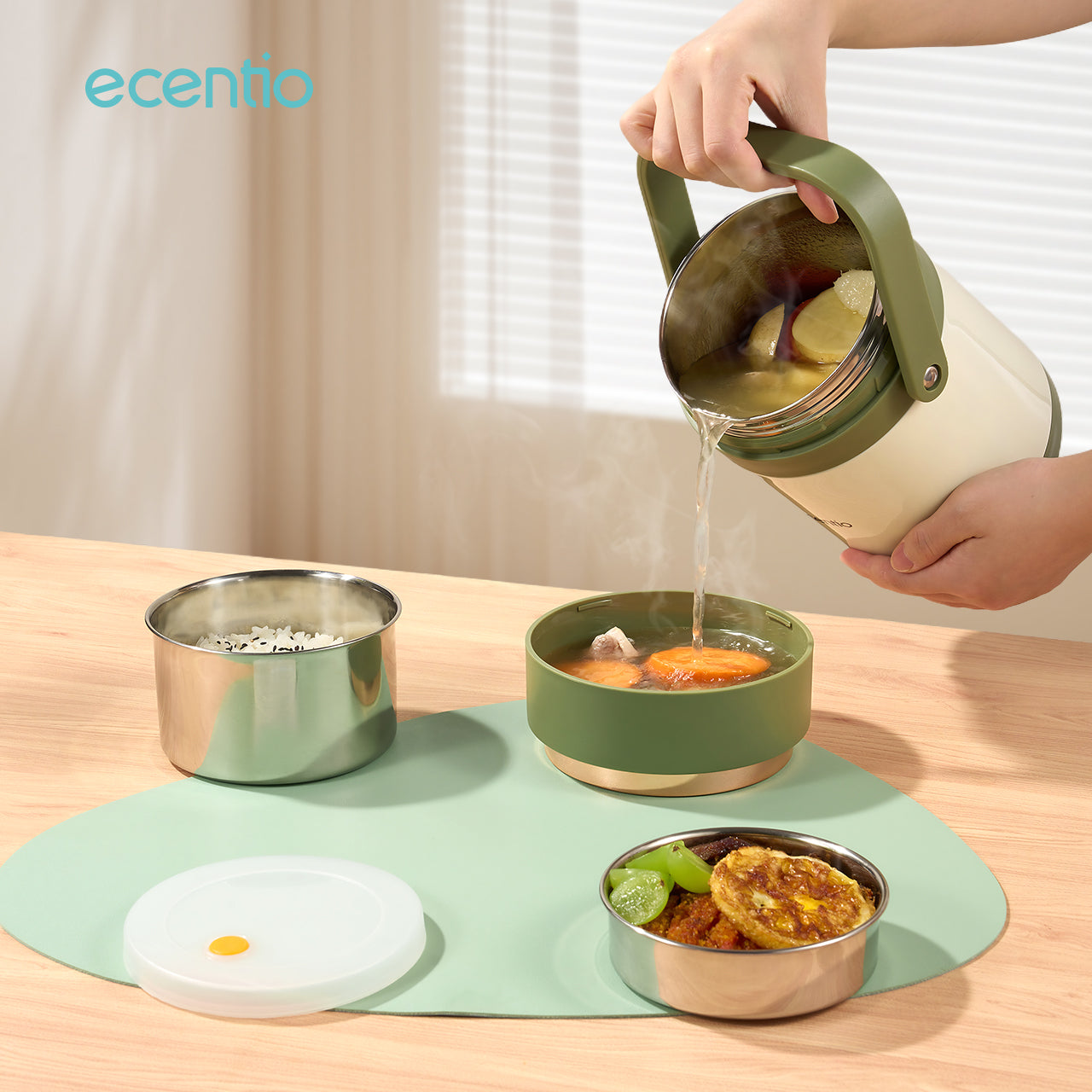 ecentio 2L-3 layers-insulated lunch box portable bucket