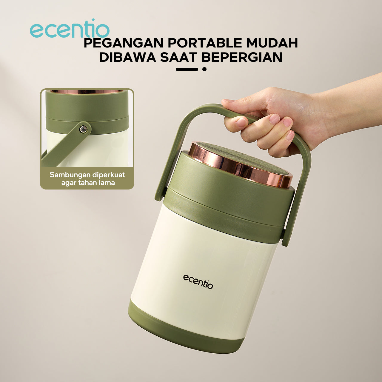 ecentio 2L-3 layers-insulated lunch box portable bucket