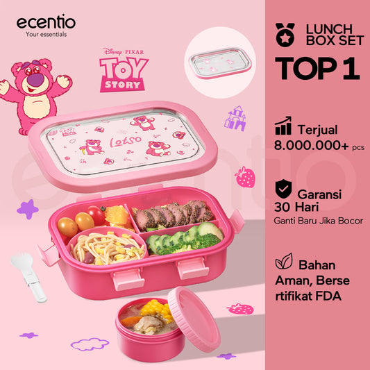 ecentio Kotak Makan Plastik 1.4L — Disney Lotso Edition