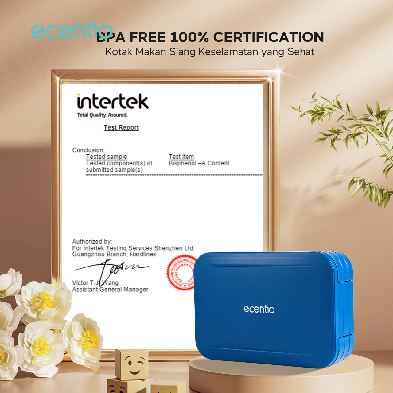 ecentio Kotak Makan Modular 3 Sekat 1.1L – Anti Bocor & Bebas BPA