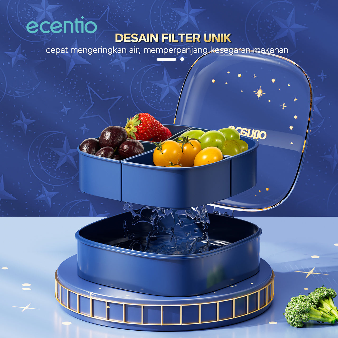 【Ramadan Exclusive】ecentio Wadah Penyimpanan Makanan 4 Sekat 800ml Bebas BPA
