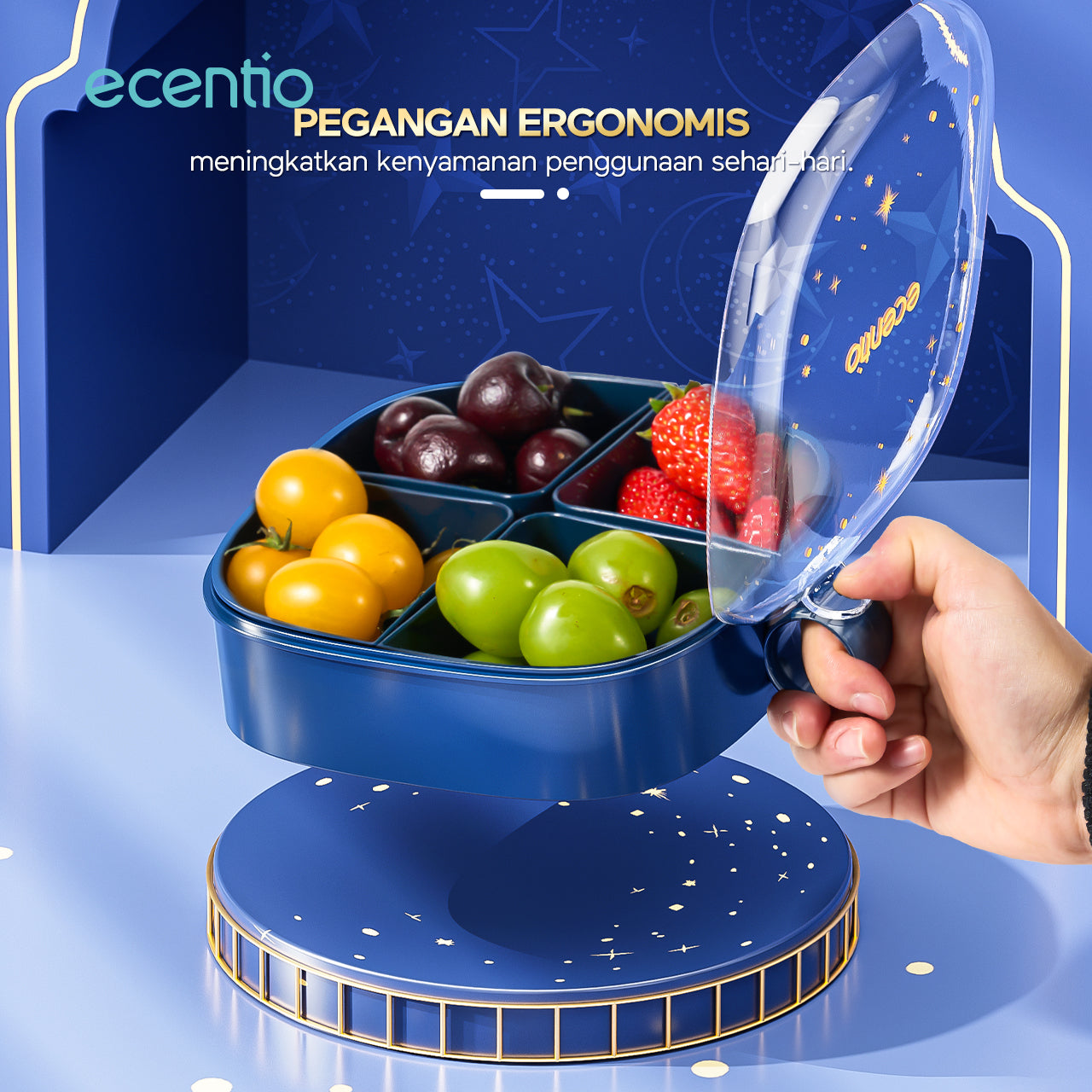 【Ramadan Exclusive】ecentio Wadah Penyimpanan Makanan 4 Sekat 800ml Bebas BPA