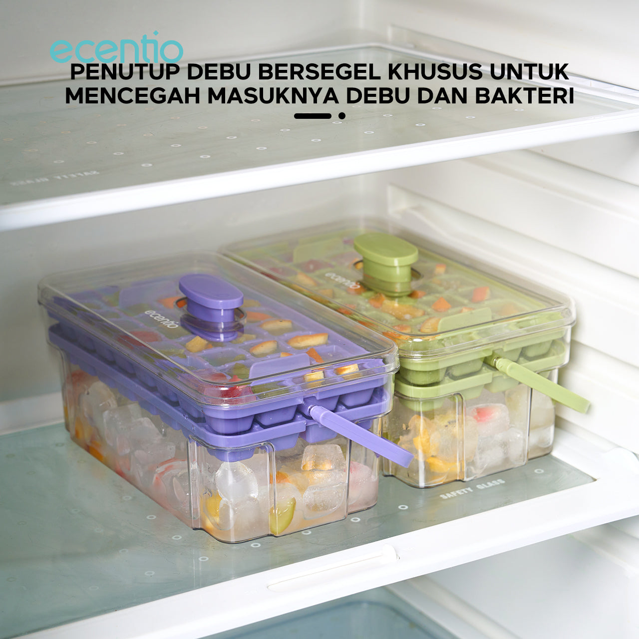 ecentio Kotak Es Portabel Dua Lapis 64 Kotak Penyimpanan
