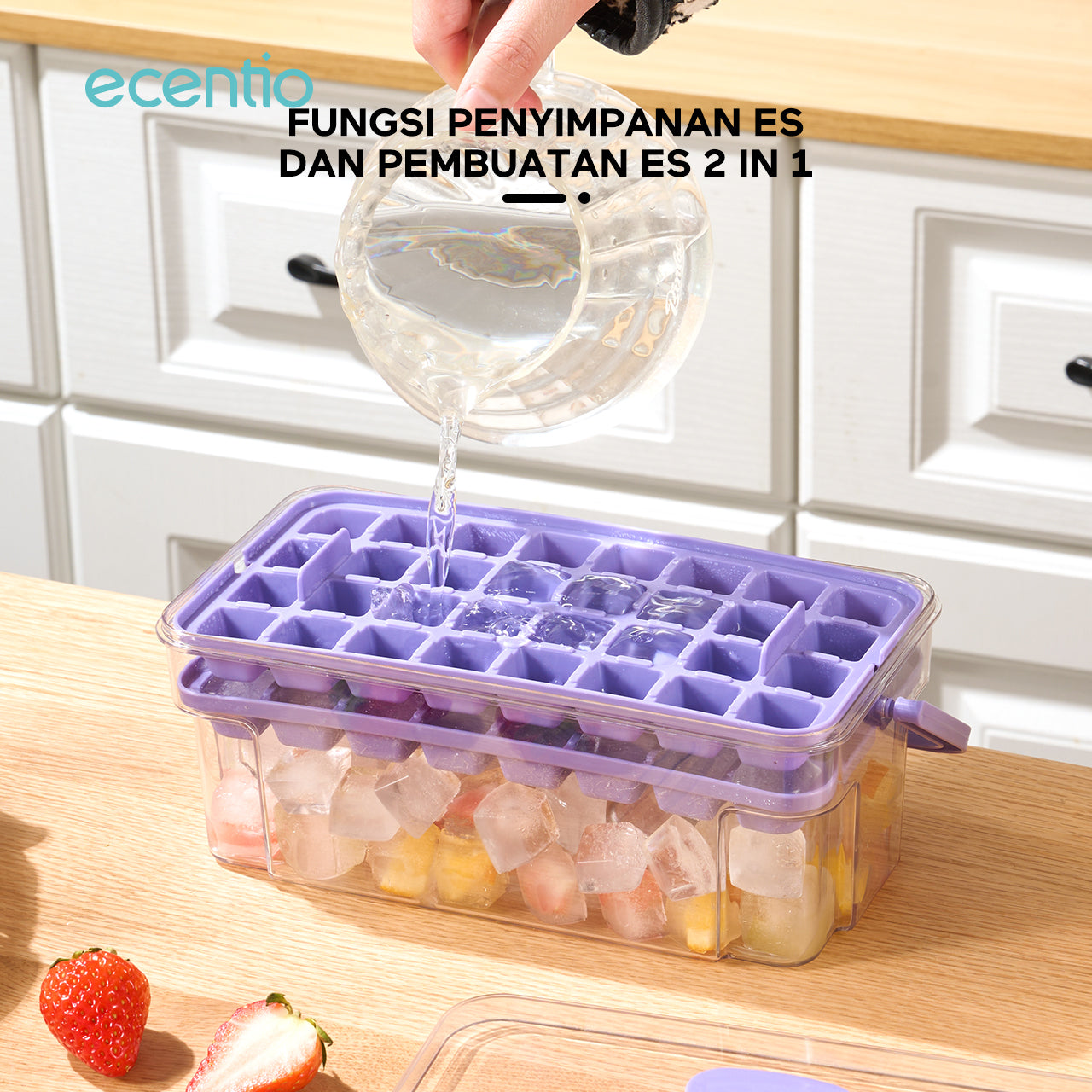 ecentio Kotak Es Portabel Dua Lapis 64 Kotak Penyimpanan