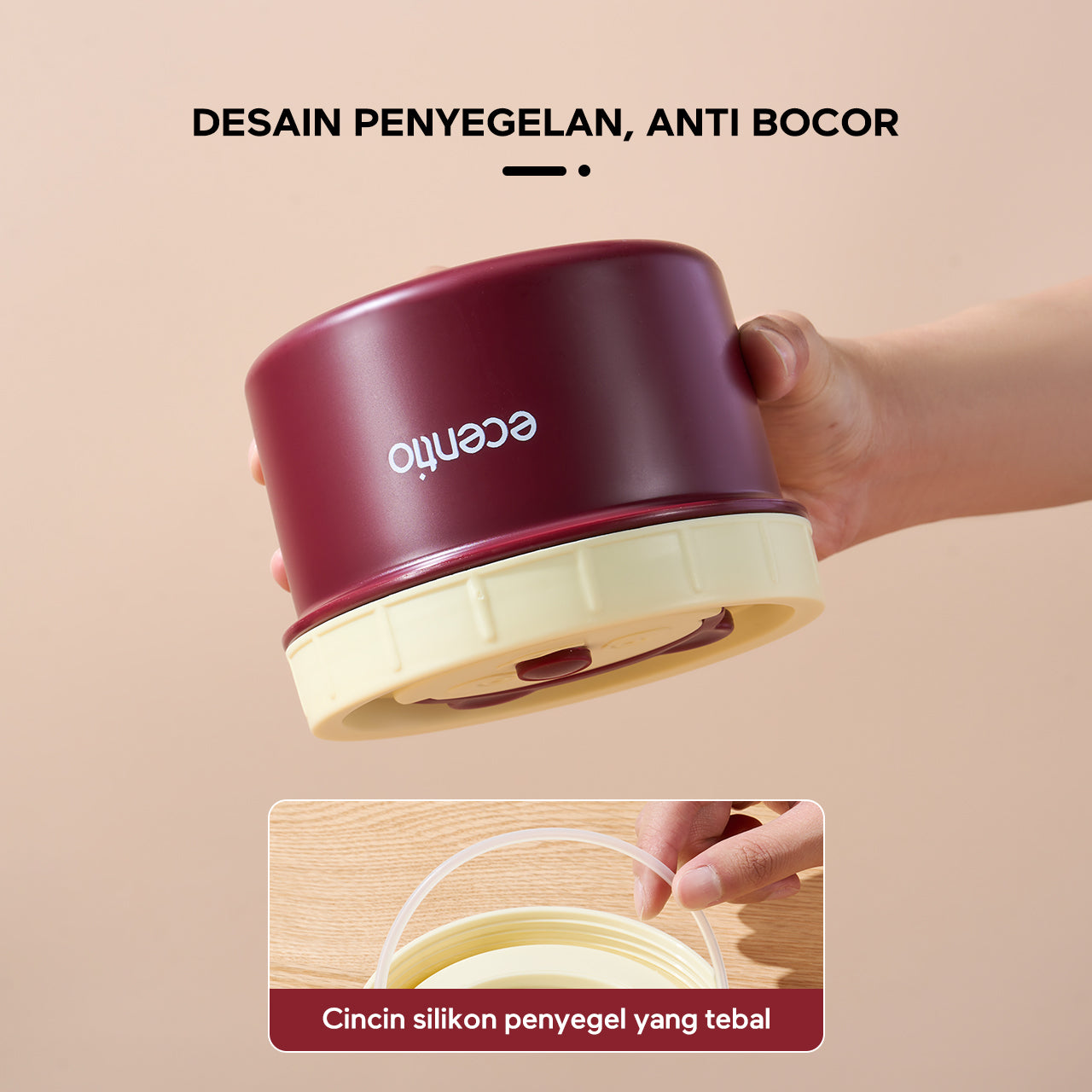ecentio Set Kotak Makan Bulat Stainless Steel 3pcs + Tas Makan Waterproof — Bekal Praktis & Stylish