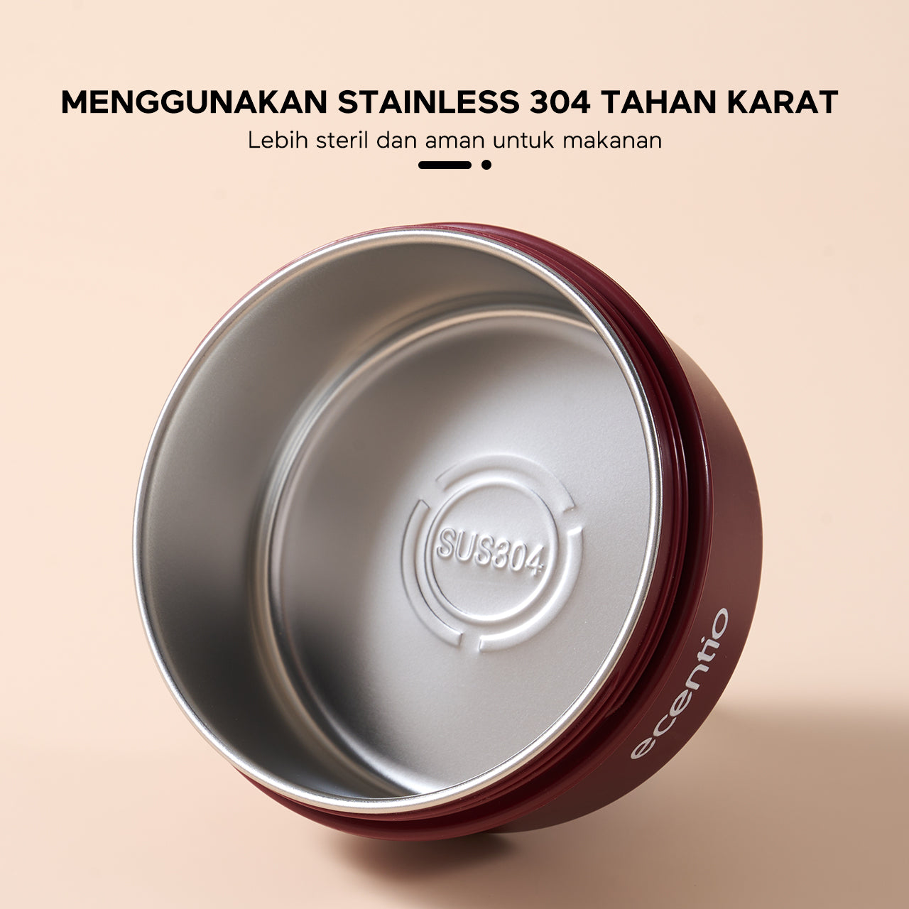 ecentio Set Kotak Makan Bulat Stainless Steel 3pcs + Tas Makan Waterproof — Bekal Praktis & Stylish