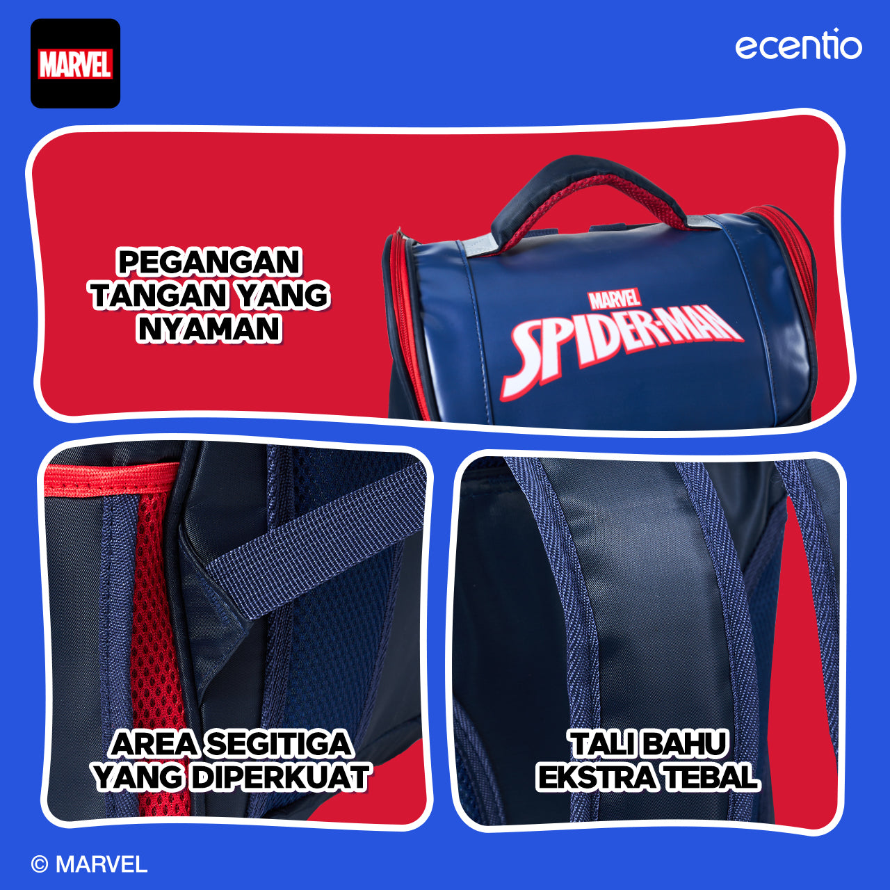 ecentio Tas Anak Sekolah Laki Laki SD Import Bahan Nilon Premium Karakter disney spider man back to school