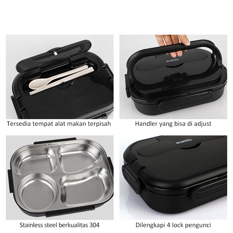 ecentio lunch box Kotak Makan stainless steel 1000ml Tas Bekal set - ecentio
