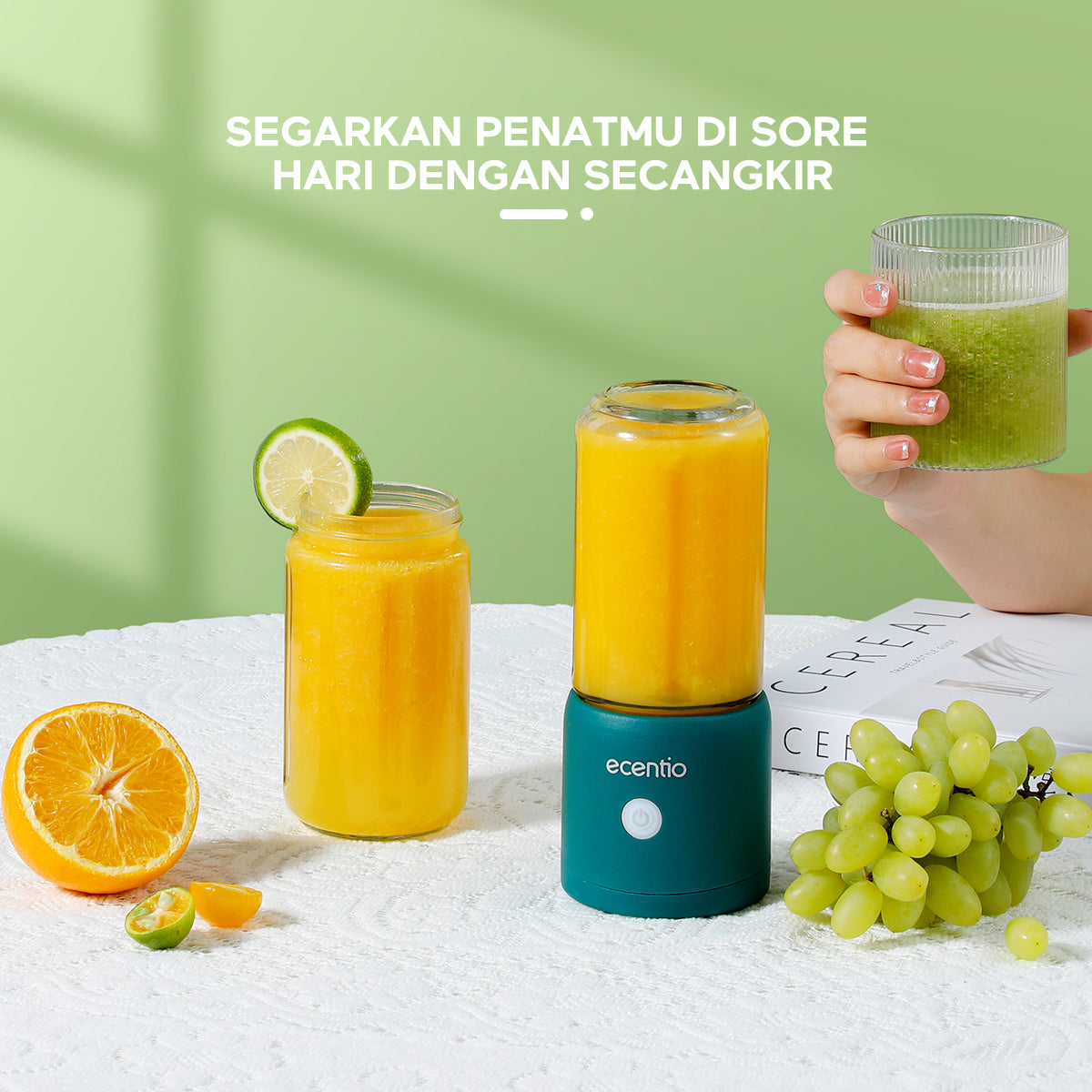 ecentio 8 mata pisau blender 2cup portable juicer + Portabel Botol minum stainless - ecentio