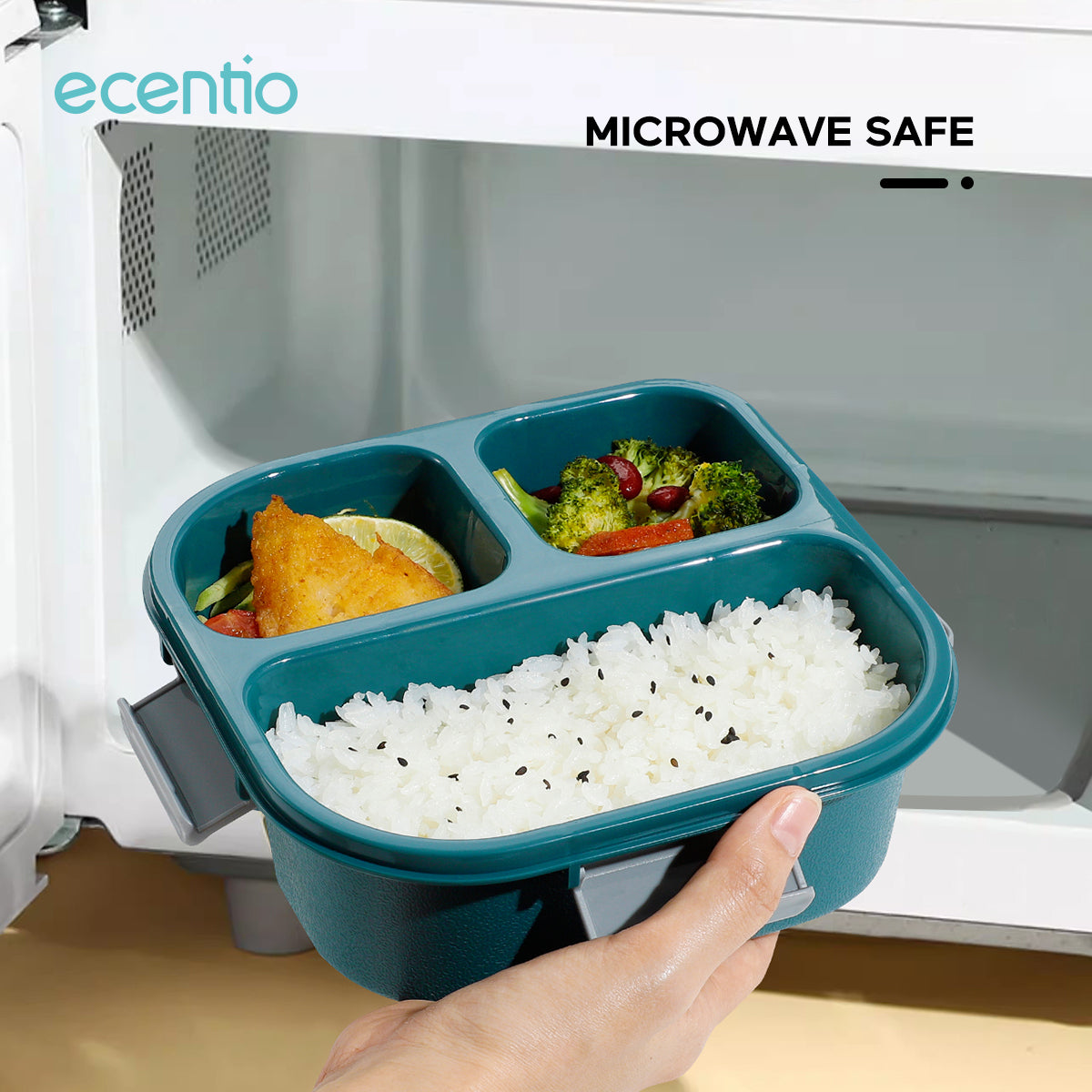 ecentio 3grid 1100ml Kotak makan+Botol minum 2pcs set - ecentio