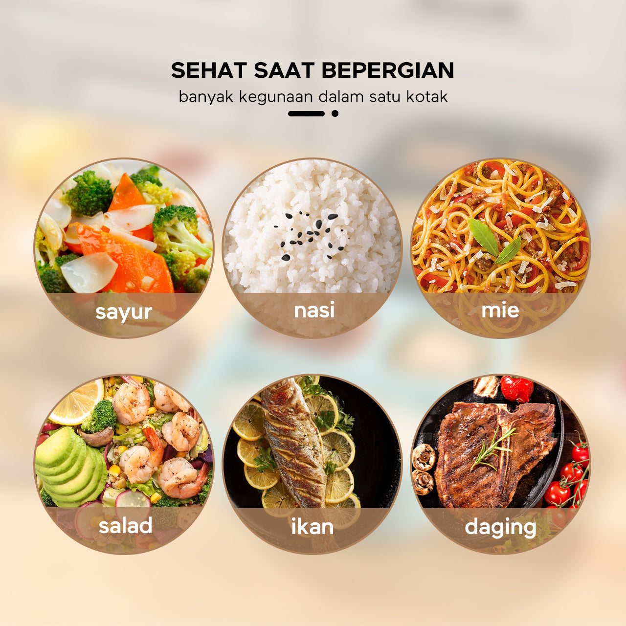 ecentio Anti Tumpah 1100ml Tempat Bekal 3 grid Kotak makan wadah bekal kotak sup 100ml BPA FREE-CF