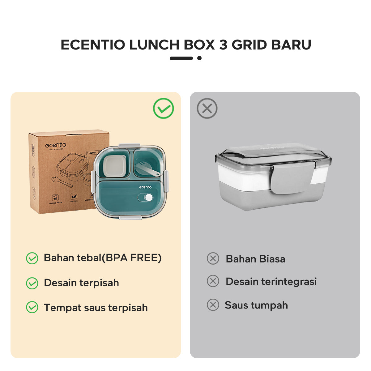 【BUY 1 GET 4】ecentio 4pcs Kotak Makan set - ecentio