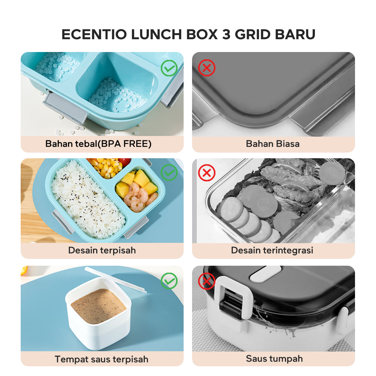 ecentio 1100ml Kotak Bekal Makan + Vocuum Insulated Tumbler - ecentio