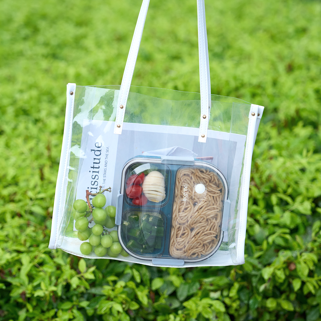 ecentio 3 grid anti tumpah tempat bekal 1100ml Kotak makan wadah bekal kotak sup 100ml BPA FREE-HW