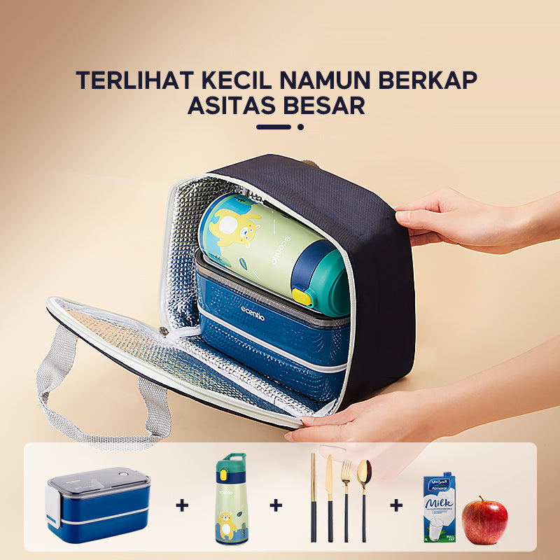 【BUY 1 GET 4】ecentio Kotak Makan set Lunch box Botol minum - ecentio