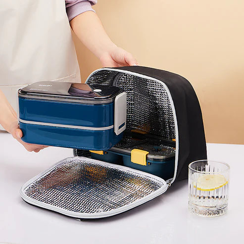 ecentio 1100ml Kotak Bekal Makan BPA Free+Botol Minum Gelas+lunch bag - ecentio