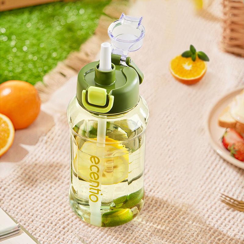 ecentio botol minum 1 liter tumbler bening portable sedotan BPA free - ecentio