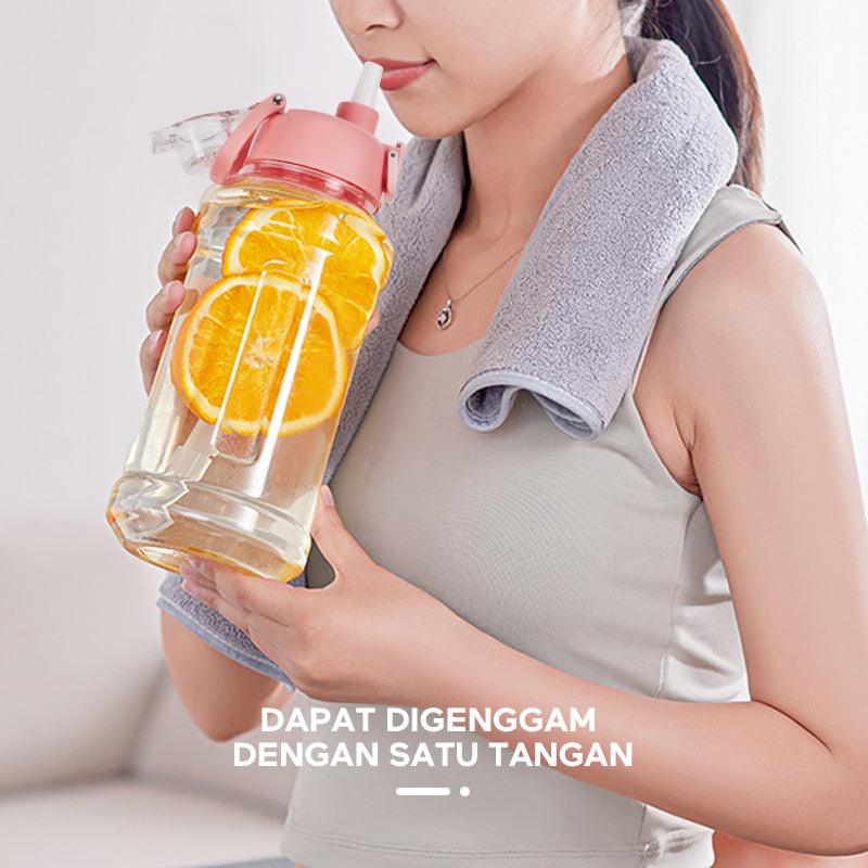 ecentio botol minum 1 liter tumbler bening portable sedotan BPA free - ecentio