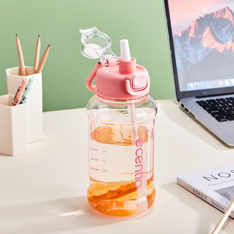 ecentio botol minum 1 liter tumbler bening portable sedotan BPA free - ecentio