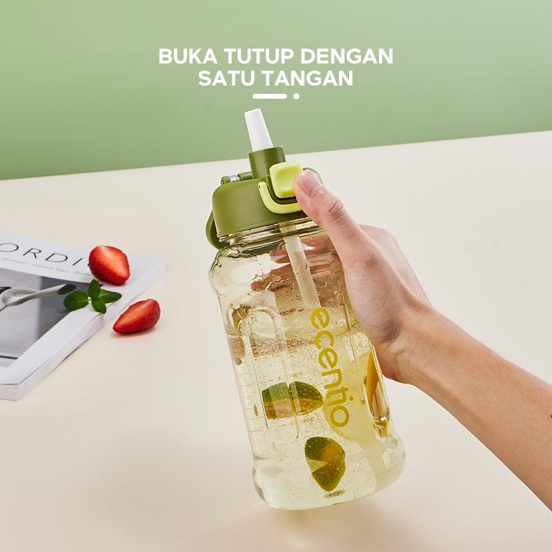 ecentio botol minum 1 liter tumbler bening portable sedotan BPA free - ecentio