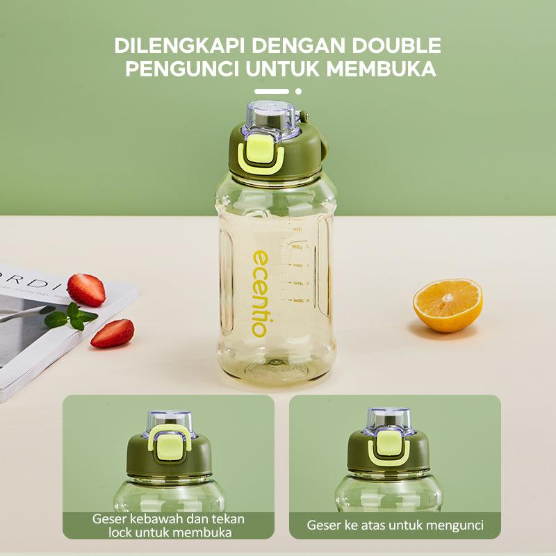 ecentio botol minum 1 liter tumbler bening portable sedotan BPA free - ecentio