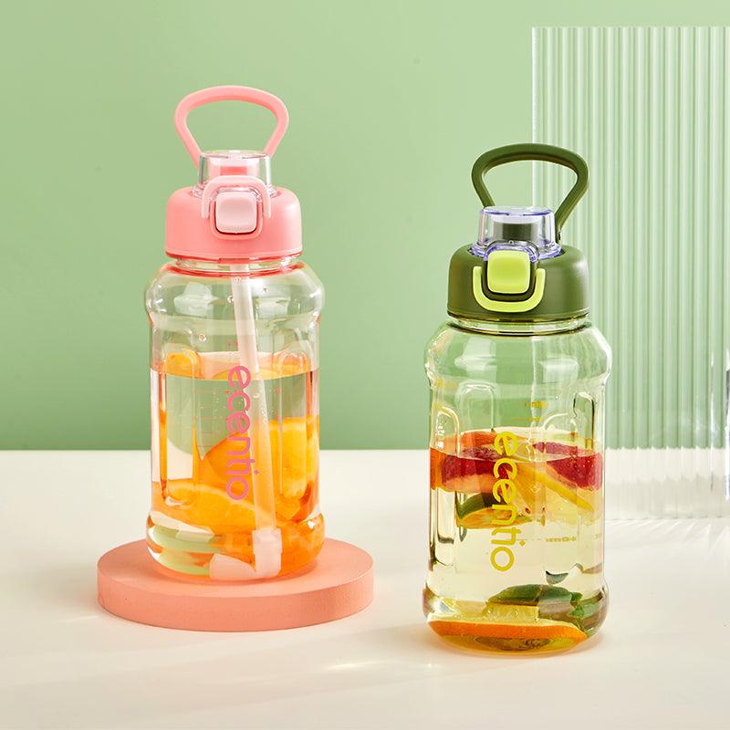 ecentio botol minum 1 liter tumbler bening portable sedotan BPA free - ecentio