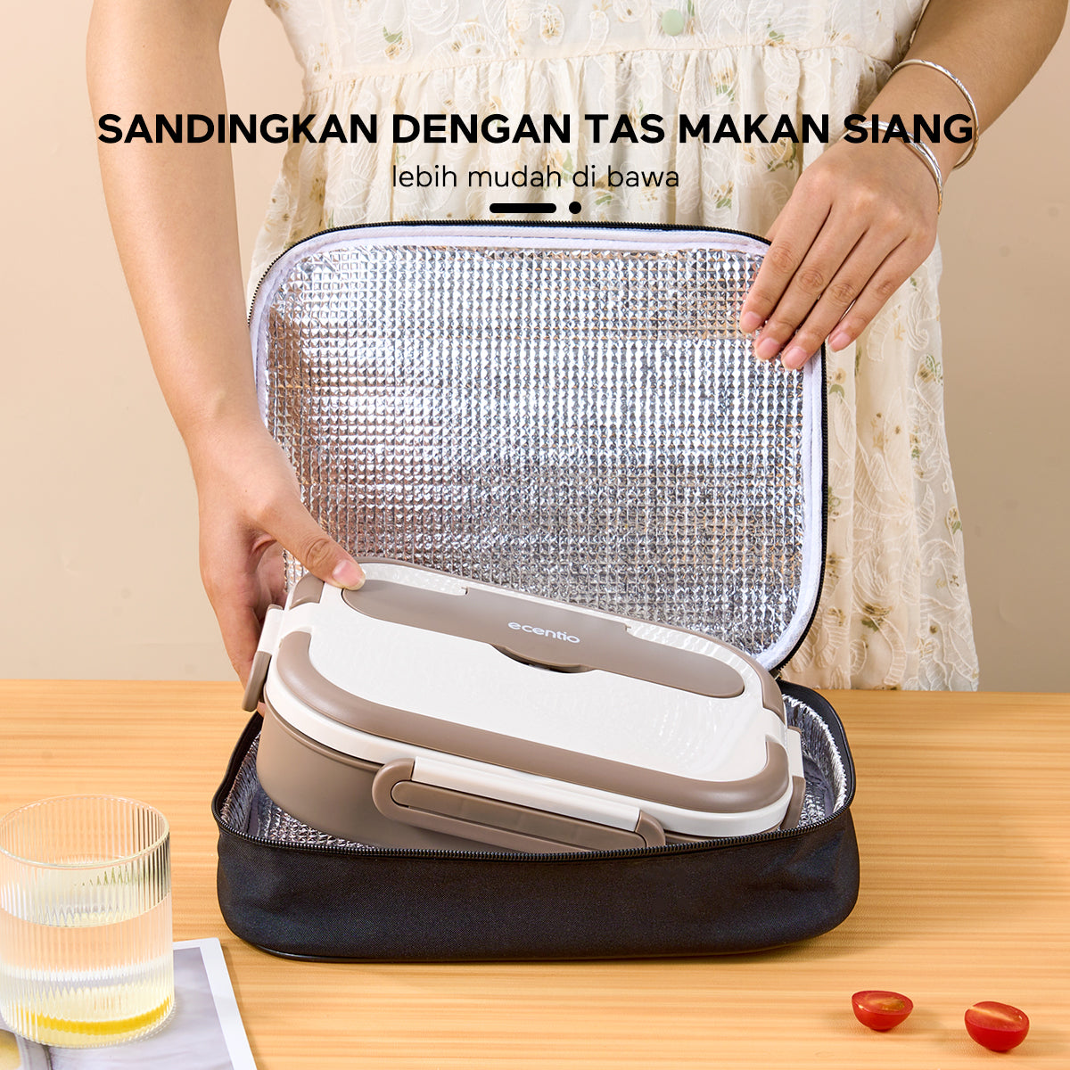 Pemesanan Awal!đecentio 5 sekat kotak makan siang stainless steel - ecentio