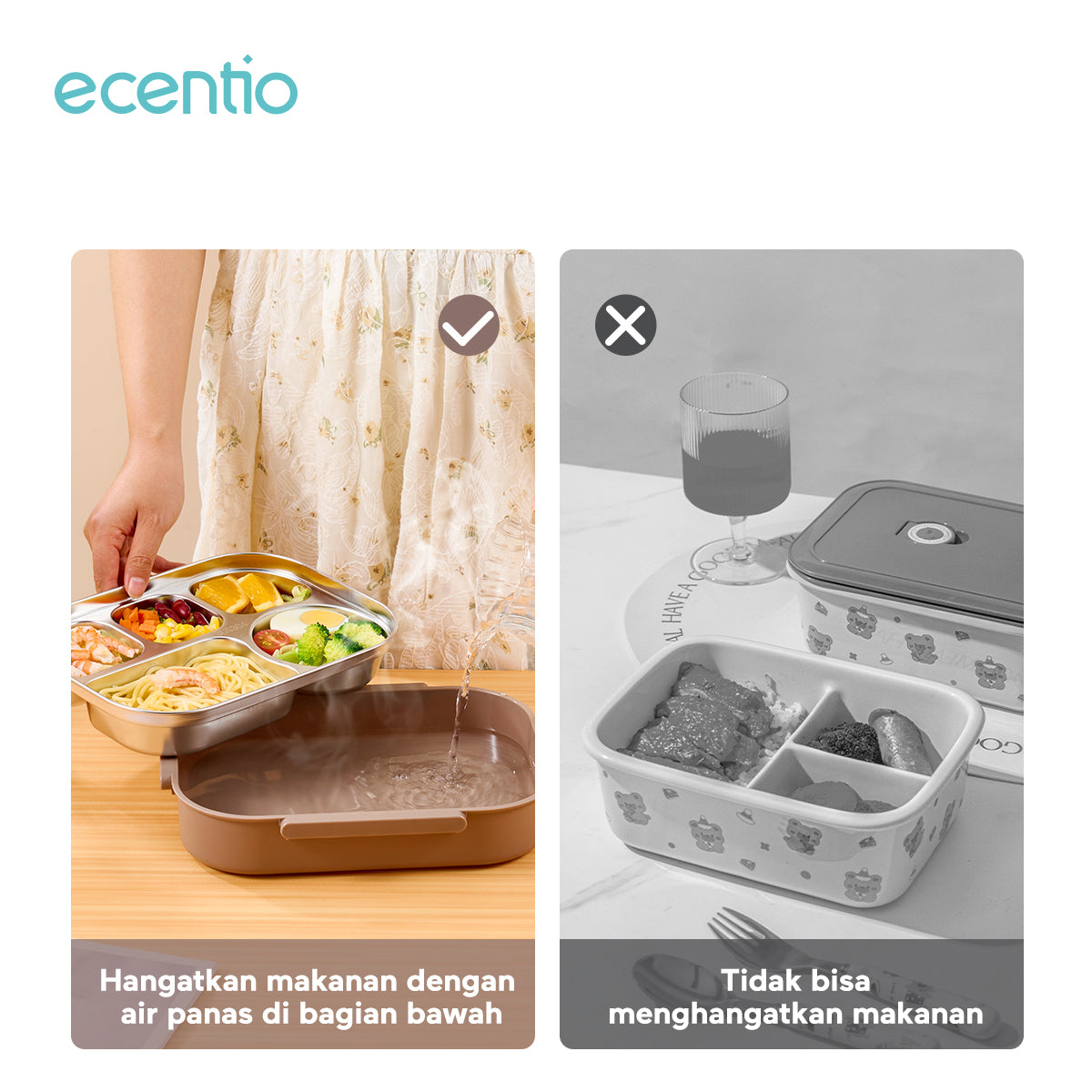Pemesanan Awal!đecentio 5 sekat kotak makan siang stainless steel - ecentio
