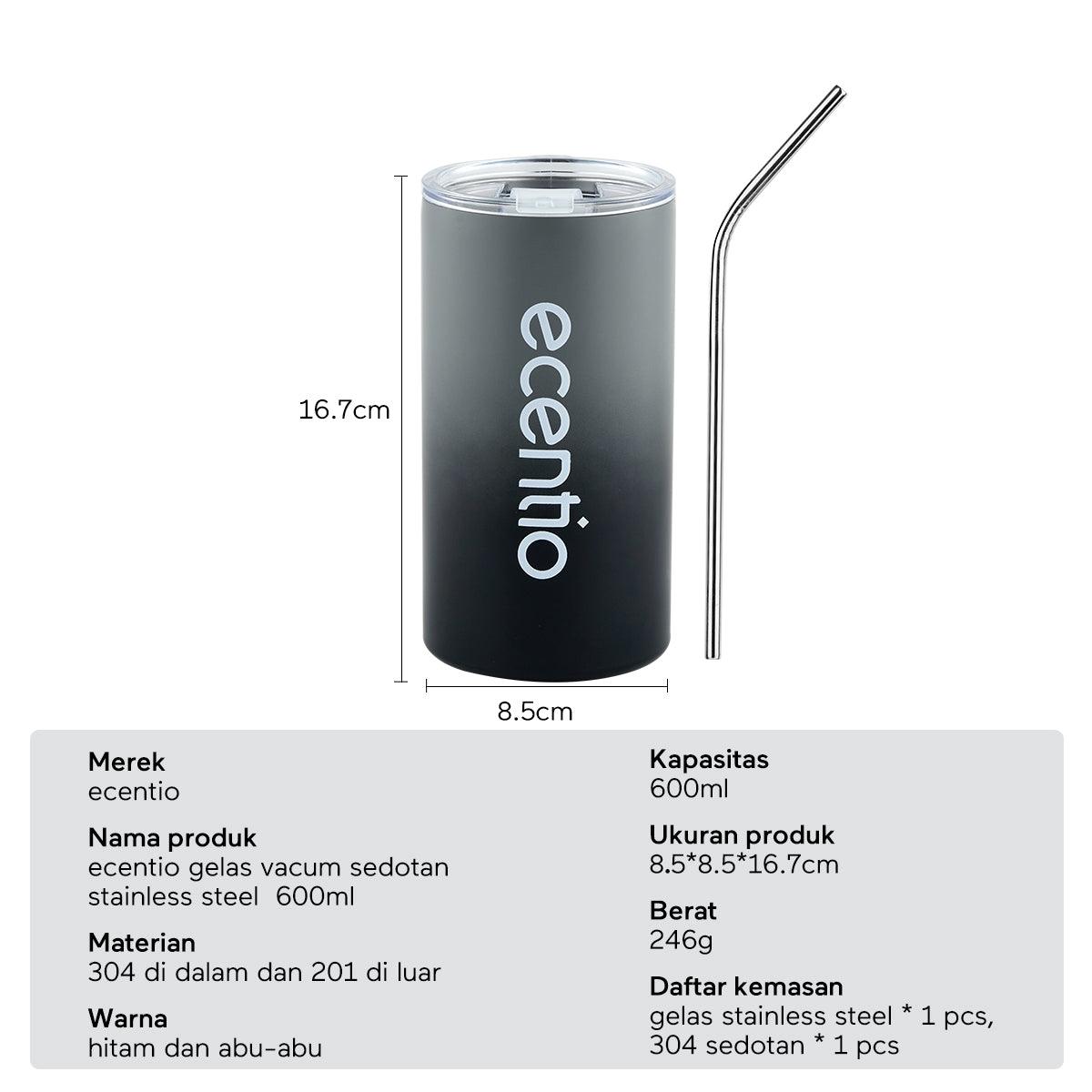 ecentio Vocuum Insulated Tumbler Mug Kopi Stainless Gelas Kopi 600ML - ecentio