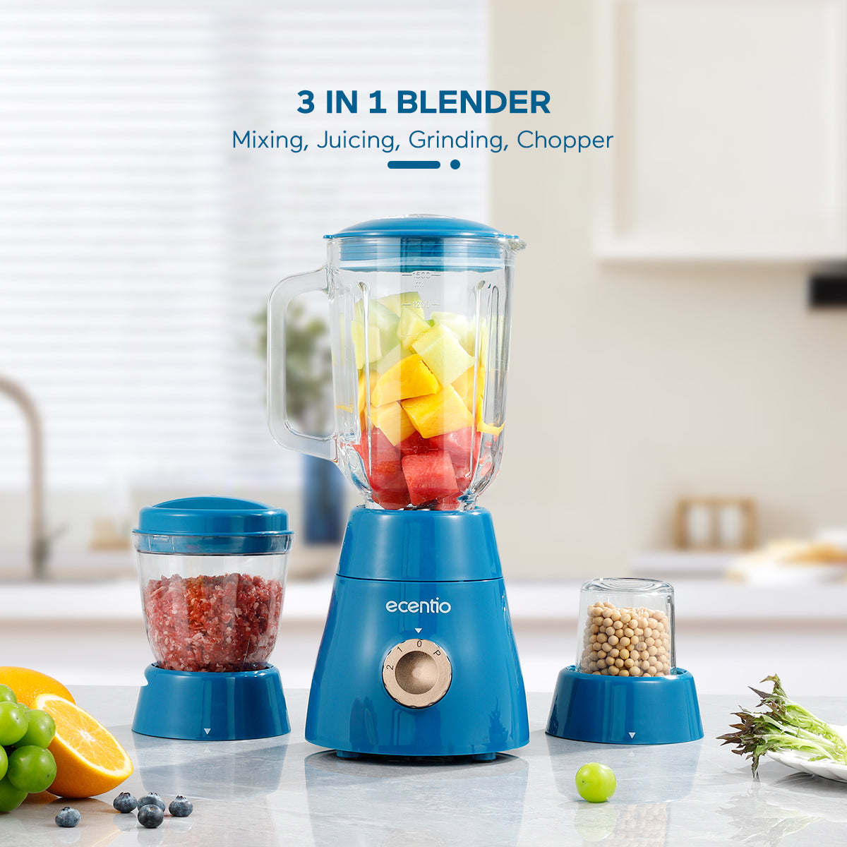 【Gratis hadiah】ecentio 3 in 1 Blender Set 3pcs 1500ml+700ml+250ml