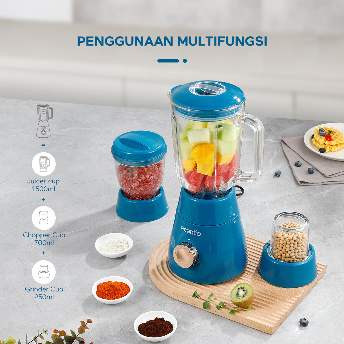 【Gratis hadiah】ecentio 3 in 1 Blender Set 3pcs 1500ml+700ml+250ml