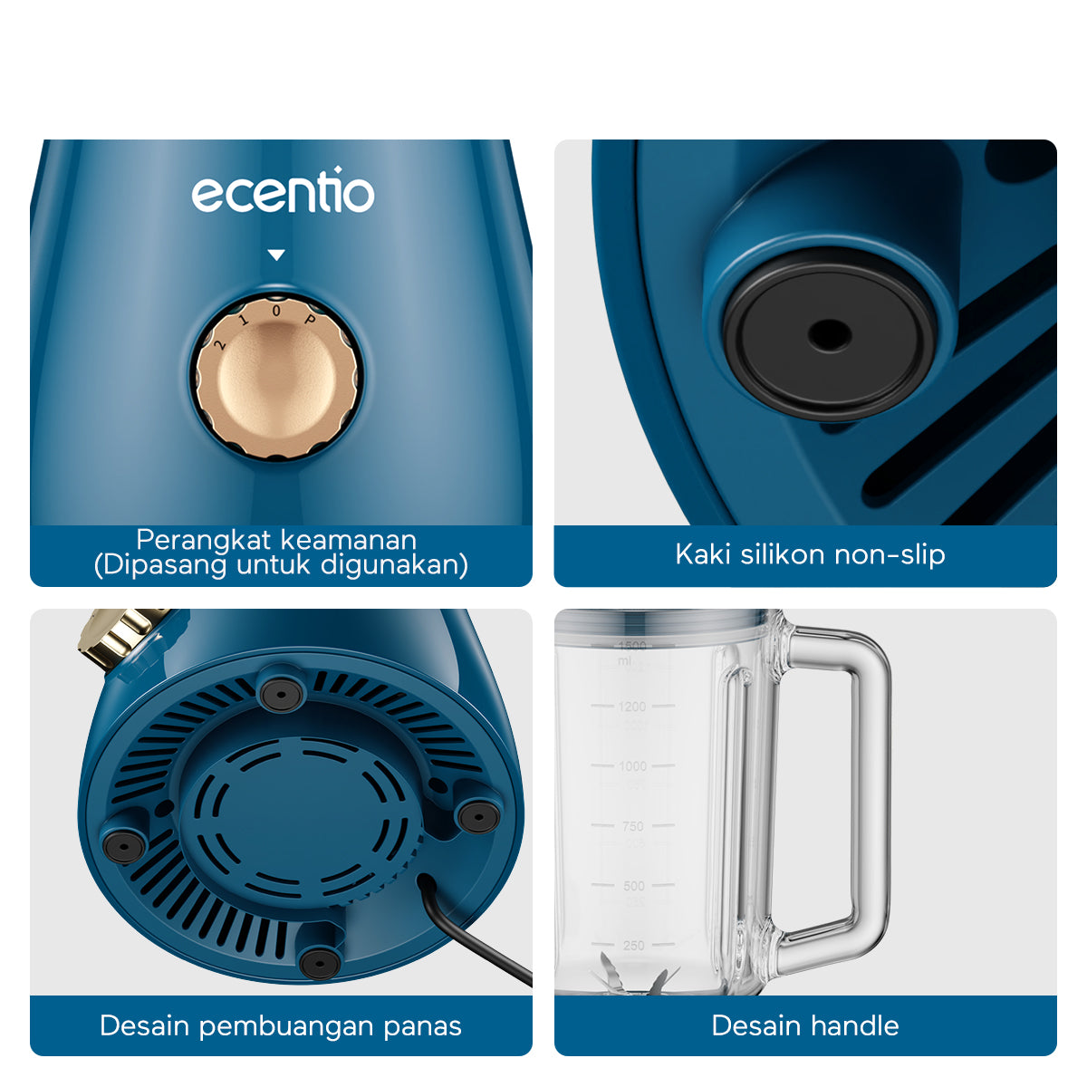 【Gratis hadiah】ecentio 3 in 1 Blender Set 3pcs 1500ml+700ml+250ml