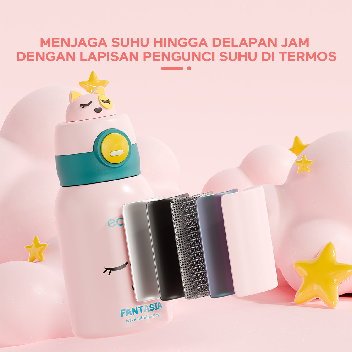 ecentio termos anak sedotan tail 500ml - ecentio