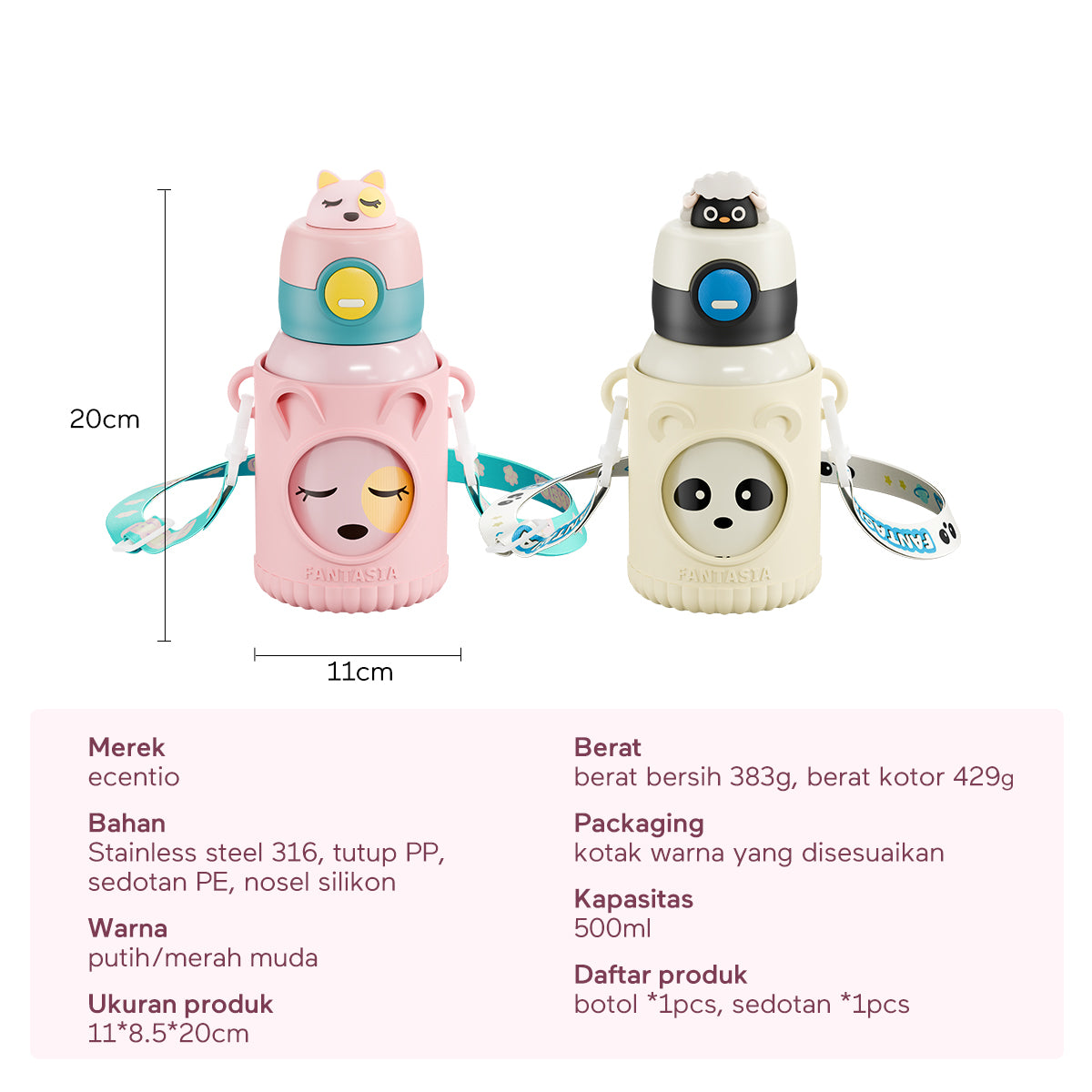 ecentio termos anak sedotan tail 500ml - ecentio