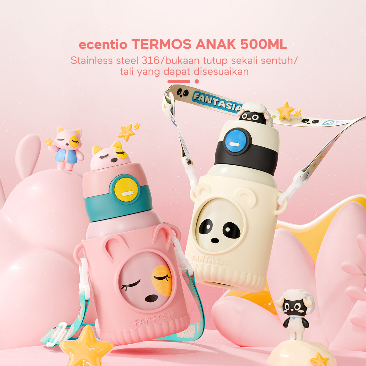 ecentio termos anak sedotan tail 500ml - ecentio