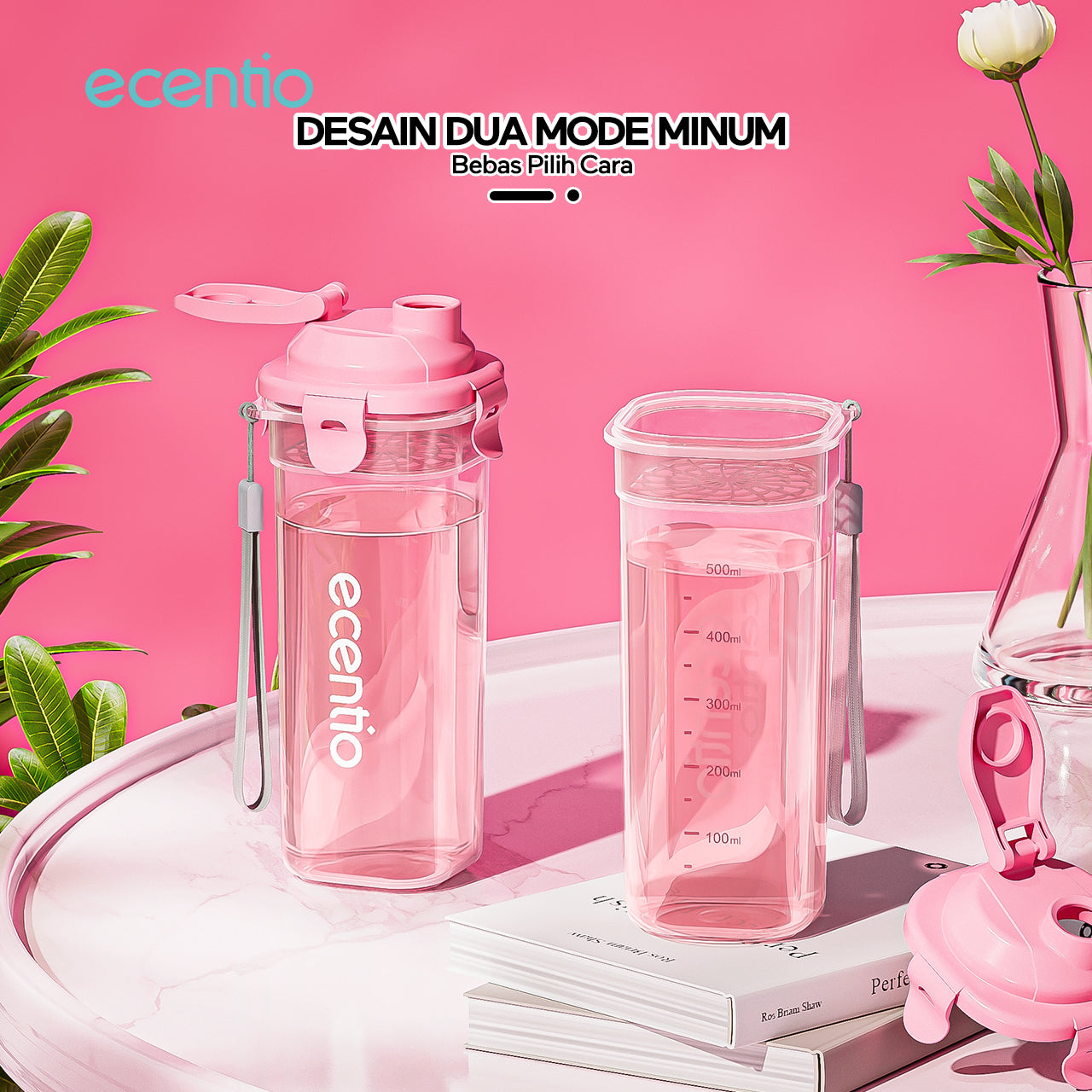 ecentio botol air minum Portable 500ml Olahraga bottle tail benning Anti Bocor BPA free dengan saringan teh