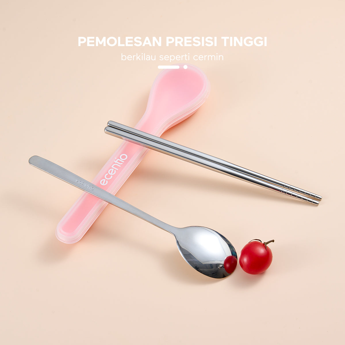 ecentio Peralatan Makan 304 Stainless Steel Set 2 Sumpit Sendok - ecentio