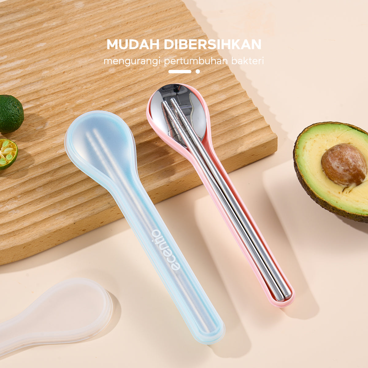 ecentio Peralatan Makan 304 Stainless Steel Set 2 Sumpit Sendok - ecentio