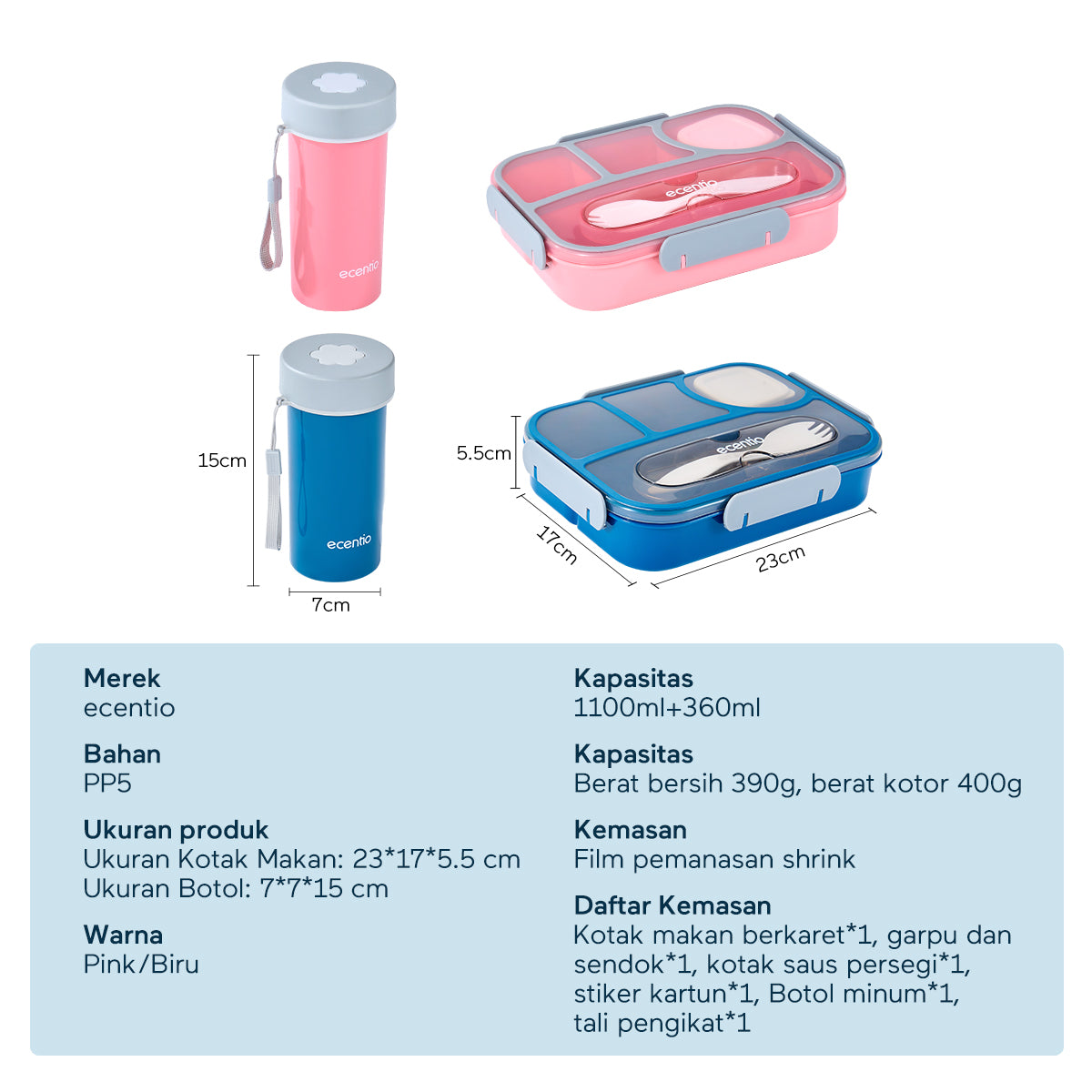 ecentio Kotak makan set BPA FREE - ecentio