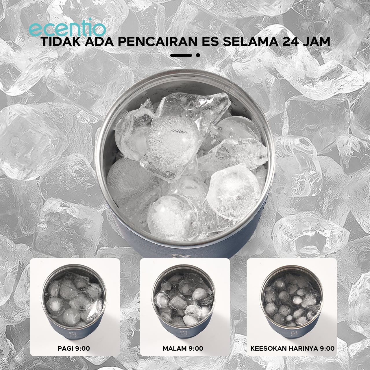 ecentio Tumbler Minum 900ml Stainless Steel | Anti Bocor, Premium & Tahan Panas Dingin