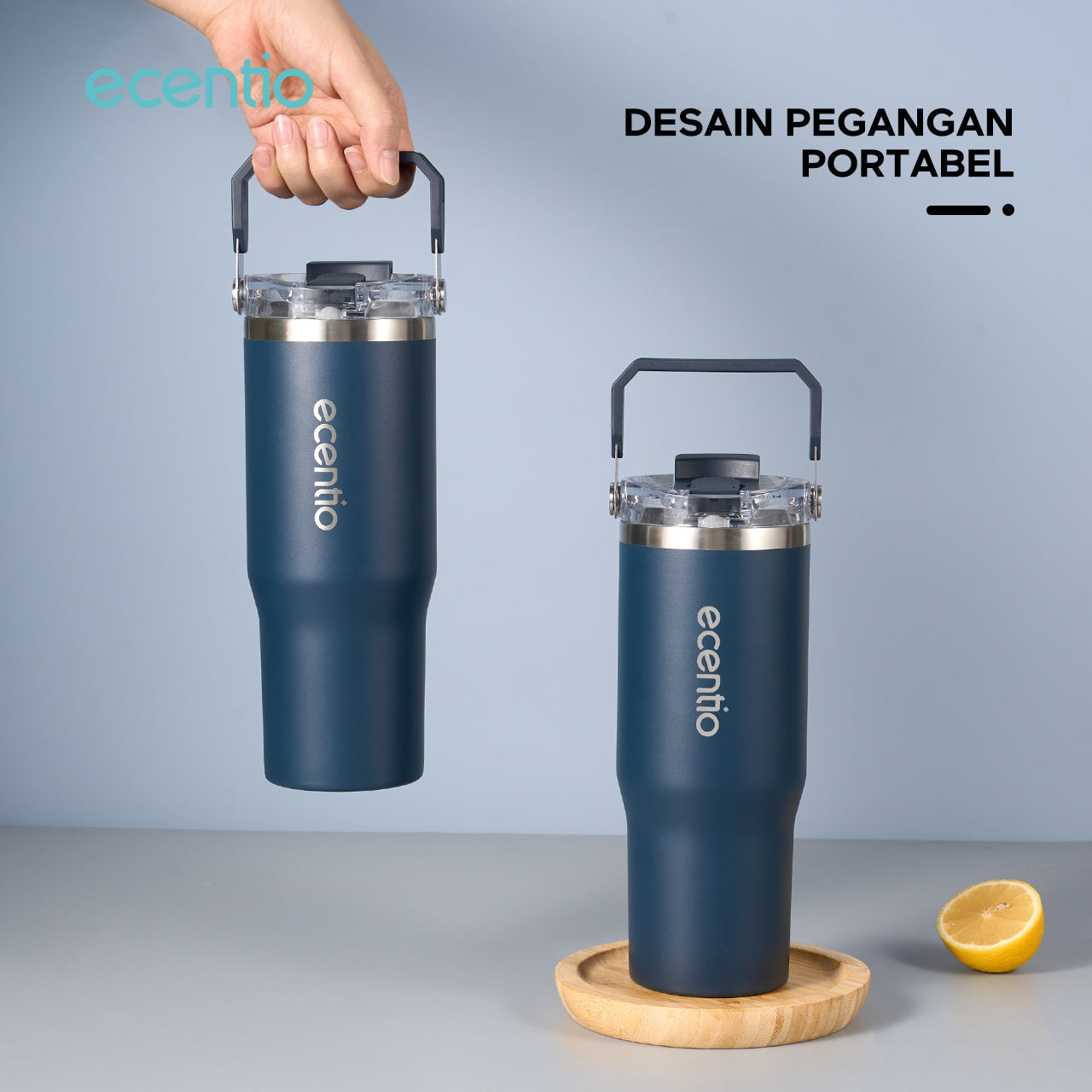 ecentio Tumbler Minum 900ml Stainless Steel | Anti Bocor, Premium & Tahan Panas Dingin