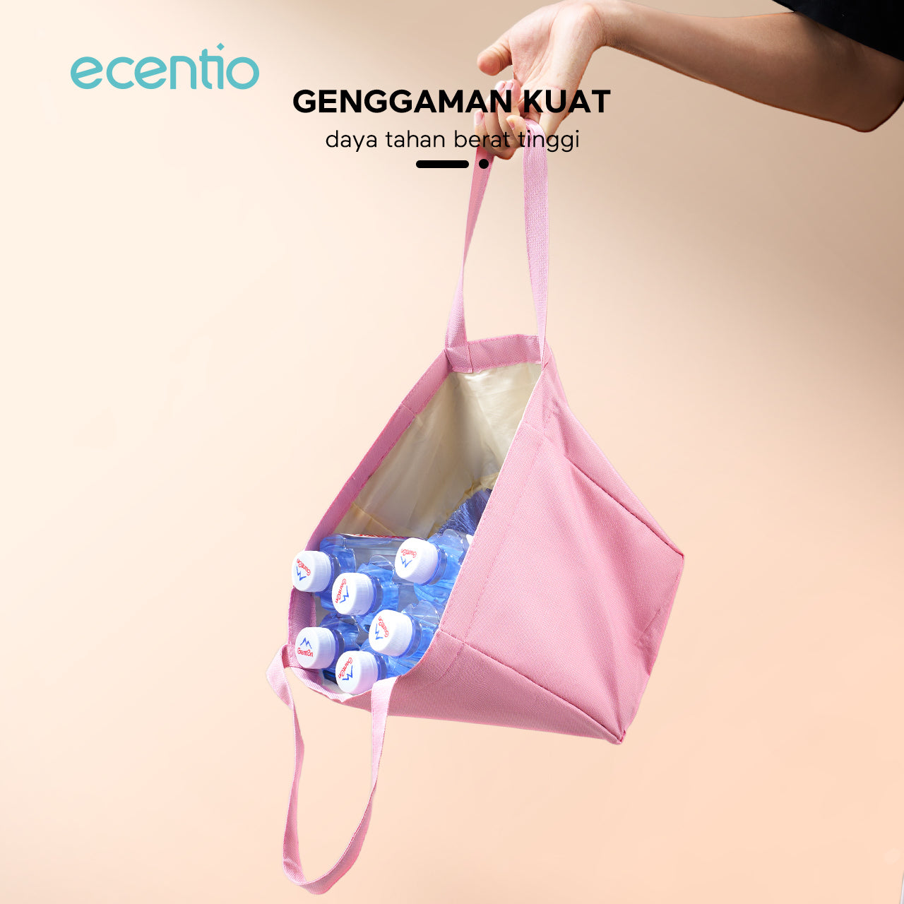 ecentio lunch bag /lunch tas Tas Bekal Makanan Merah Muda/Tote bag Waterproof ukuran besar