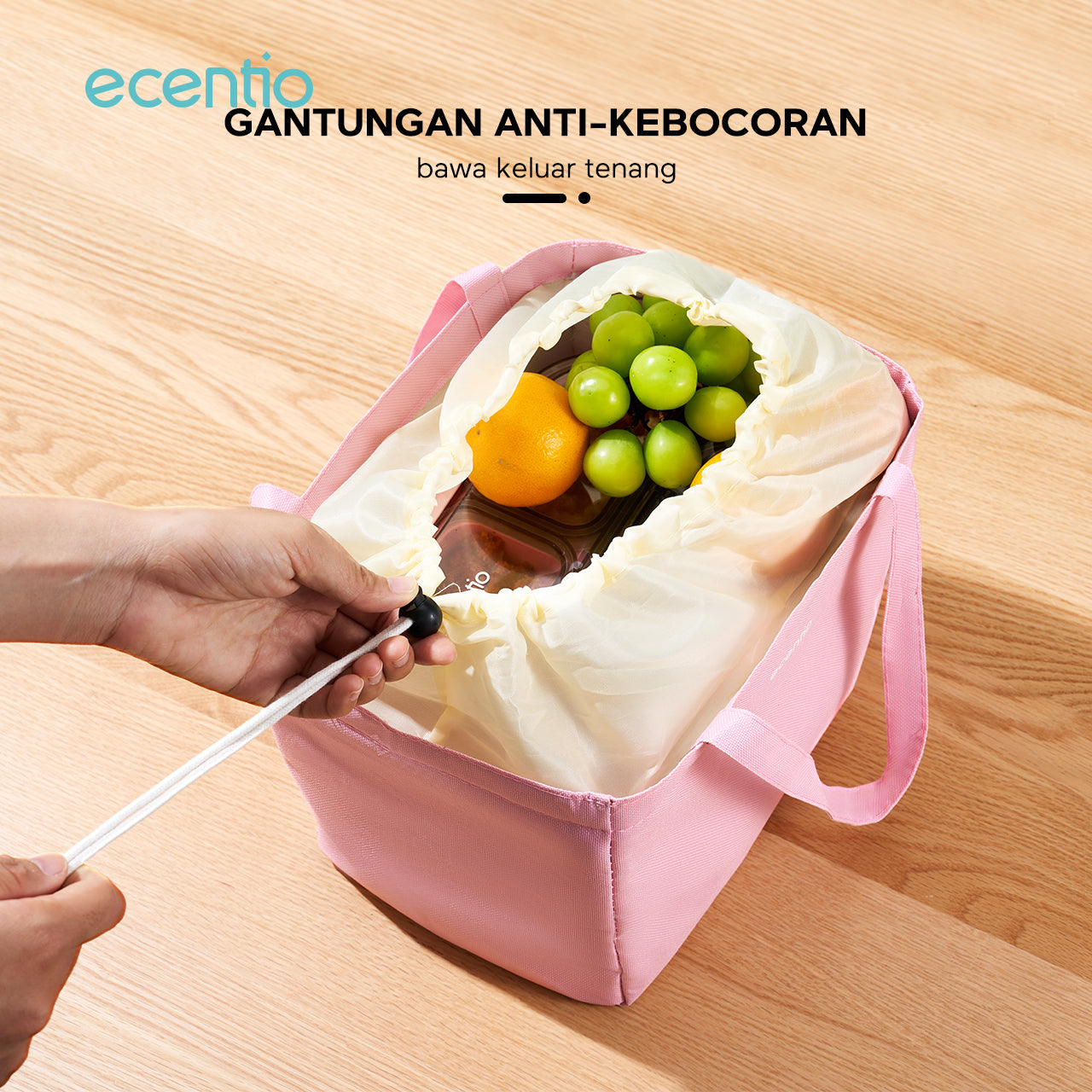 ecentio lunch bag /lunch tas Tas Bekal Makanan Merah Muda/Tote bag Waterproof ukuran besar