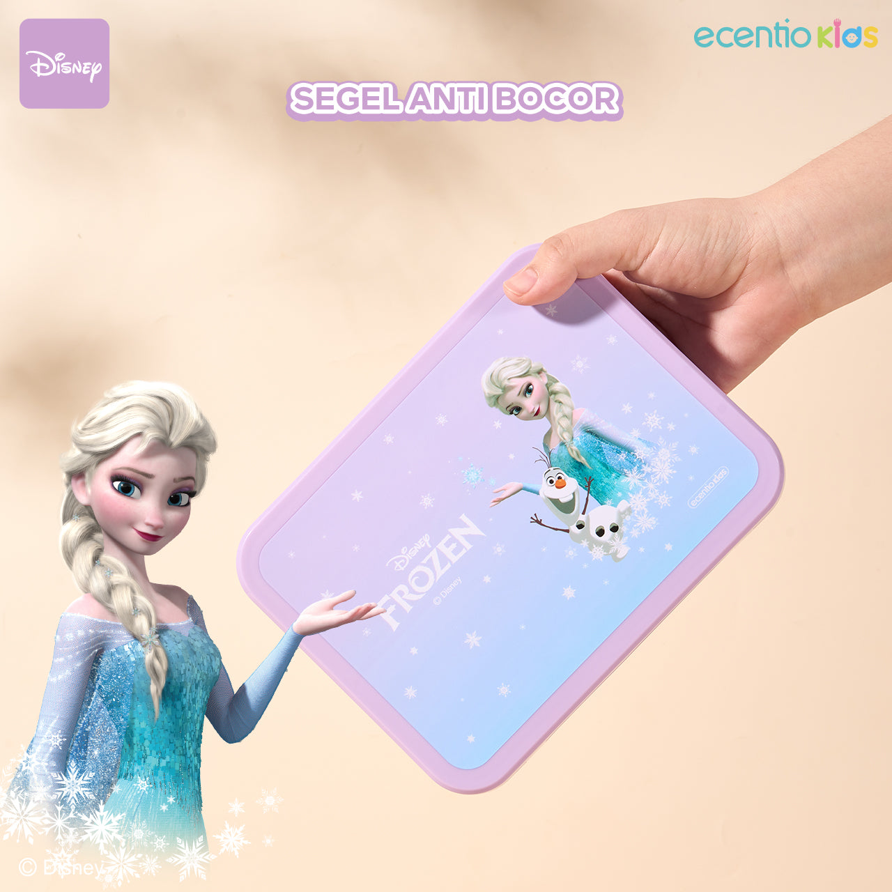 【Orignal】ecentiokids tempat makan anak Disney Elsa Marvel Captain America lucu sekolah BPA free bayi anti tumpah lunch box+botol minum anak set