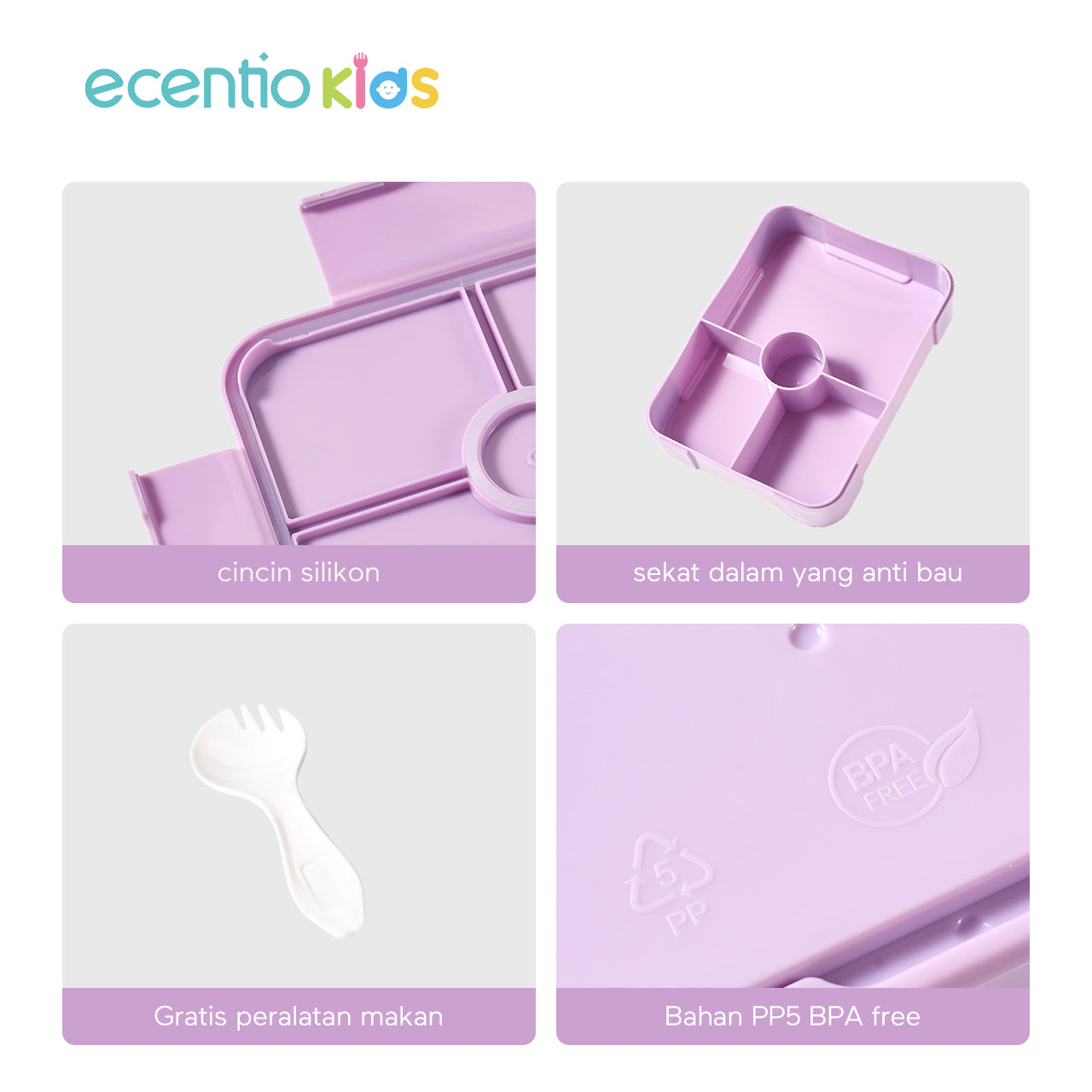 【Orignal】ecentiokids tempat makan anak Disney Elsa Marvel Captain America lucu sekolah BPA free bayi anti tumpah lunch box+botol minum anak set