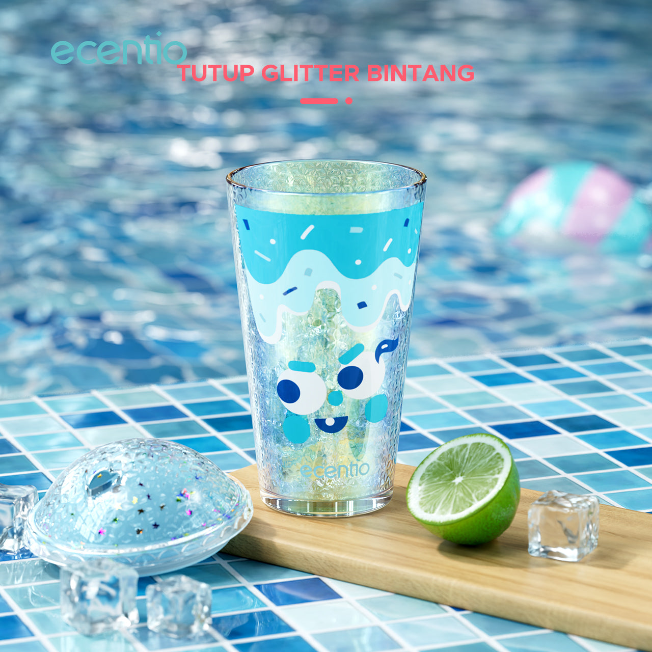 ecentio 450ml tumbler kaca sedotan aesthetic Botol Minum Water Cup Tempat Minum Botol Minum